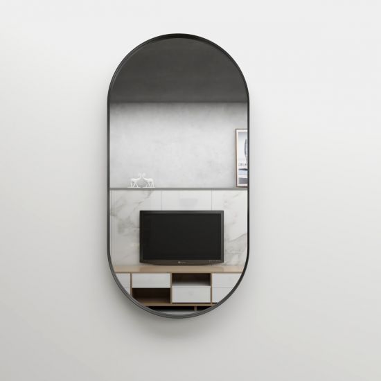 450*900mm Black Framed Oval Mirror