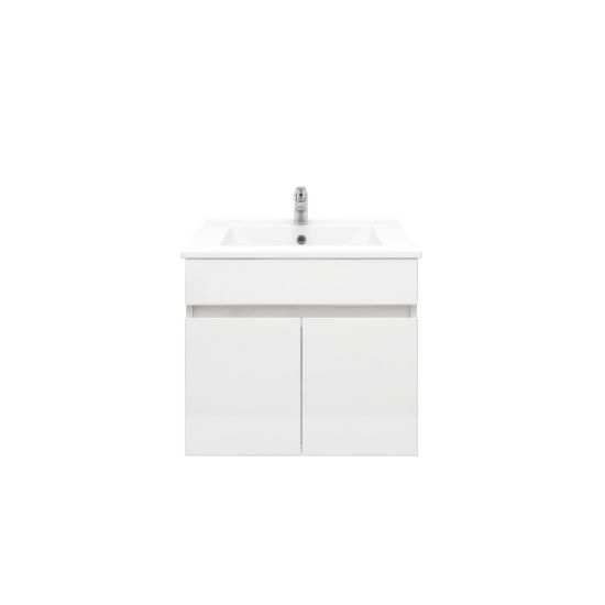 600L*520H*360DMM Gloss White MDF Bathroom Vanity 2 Doors Wall Hung 