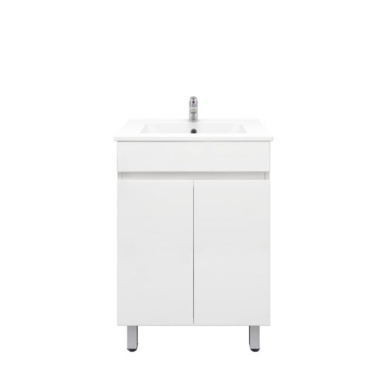 600L*850H*460DMM Gloss White MDF Bathroom Vanity 2 Doors Free Standing 