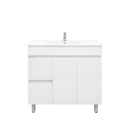 900L*850H*360DMM Gloss White MDF Bathroom Vanity Left Drawers Free standing Cabinet Only