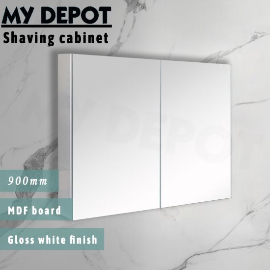 900L*150D*720HMM Pencil Edge Gloss White MDF Shaving Cabinet 2 Doors