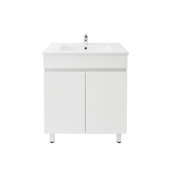 750L*850H*460DMM Gloss White PVC Bathroom Vanity 2 Doors Free Standing