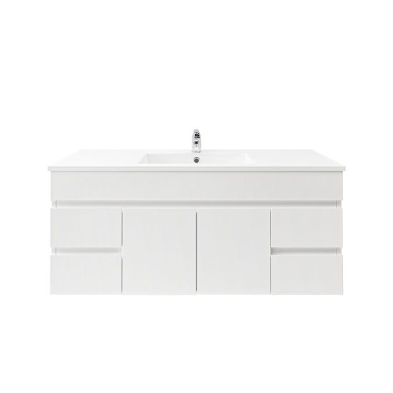 1200L*850H*460DMM Gloss White PVC Bathroom Vanity 2 Middle Drawers 4S/DR Wall Hung