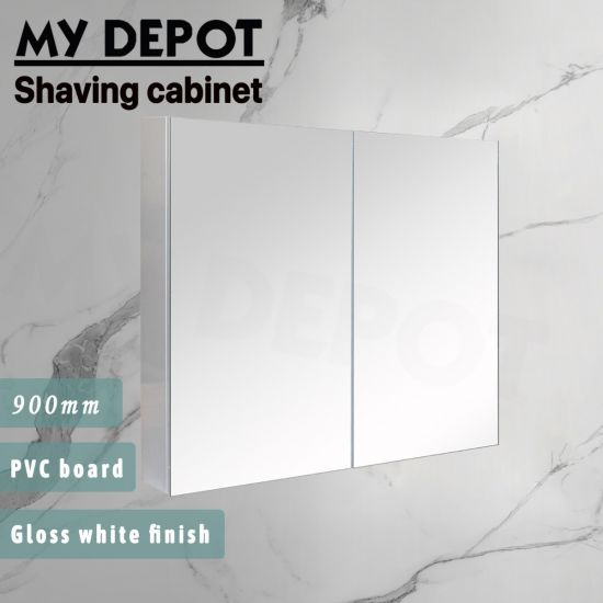 900L*150D*900HMM Pencil Edge Gloss White 2 Doors PVC Shaving Cabinet