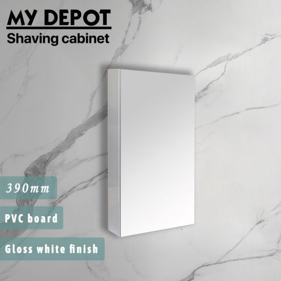 390L*150D*720HMM Pencil Edge Gloss White 2PAC PVC Single Door Shaving Cabinet Right Hand Side Hinged