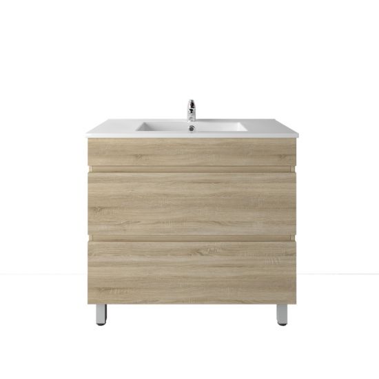 900L*850H*460DMM White Oak MDF Bathroom Vanity 2 Drawers Free Standing