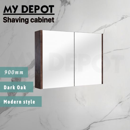 900L*150D*720HMM Pencil Mirror Dark Oak MDF 2 Doors Shaving Cabinet