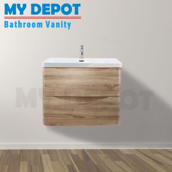 600L*550H*460DMM White Oak MDF Wall Hung Bathroom Vanity Smile Design