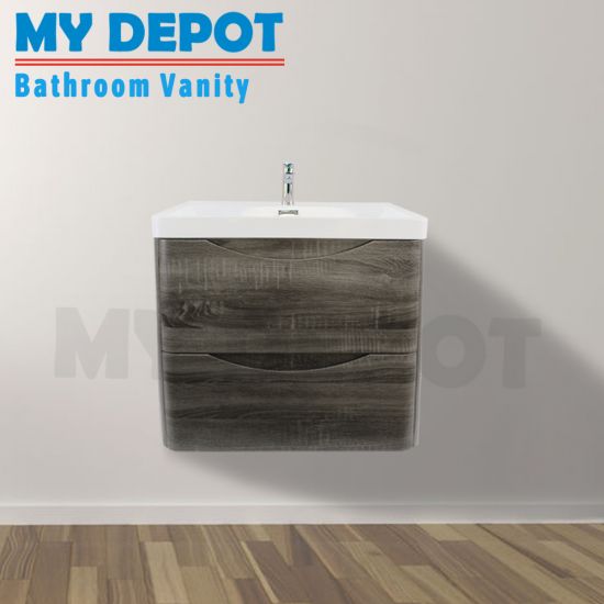 600L*550H*460DMM Dark Grey MDF Wall Hung Bathroom Vanity Smile Design
