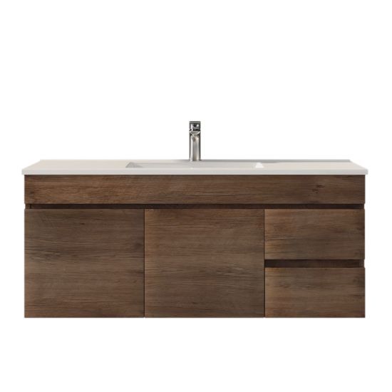 1200L*500H*460DMM Dark Oak MDF Bathroom Vanity Right Drawers  Wall Hung Cabinet Only