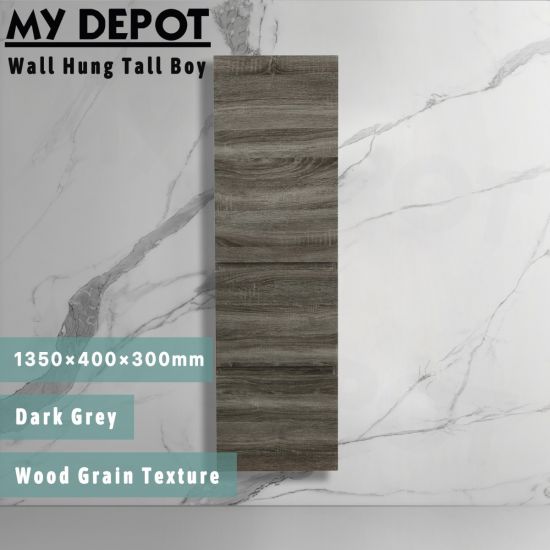 1350H*400W*300DMM Dark grey TT MDF 2 Drawers Single Door Tall Boy