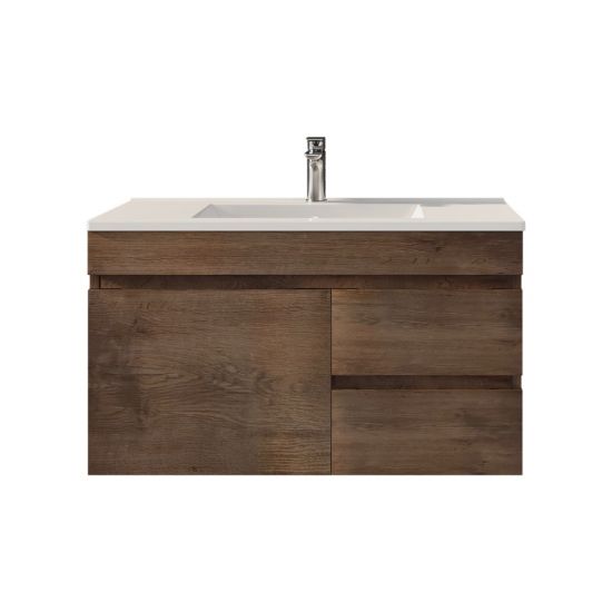 900L*500H*460DMM Dark Oak MDF Bathroom Vanity Right Drawers Wall Hung