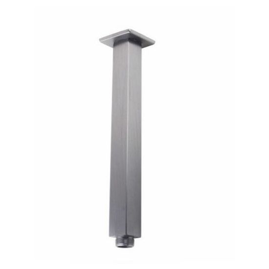 Square Brushed Nickel Ceiling Shower Arm 600mm