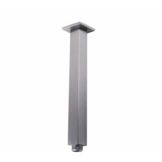 Square Brushed Nickel Ceiling Shower Arm 300mm