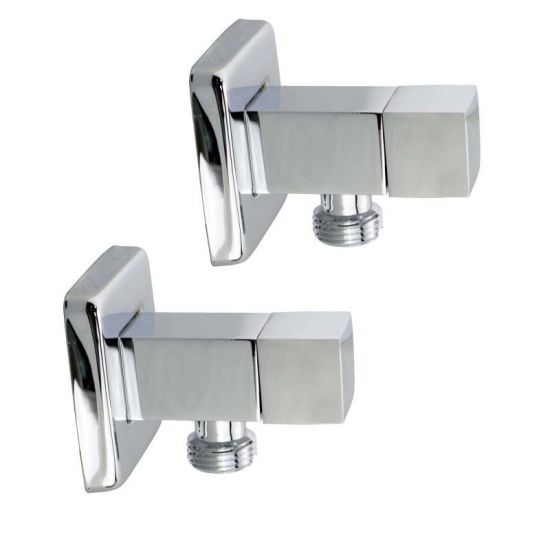 Bathroom Square 1/4 Turn Washing Machine Stop Taps (One Pair)