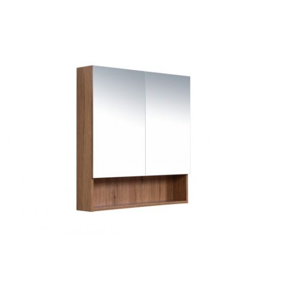 750*150*780mm Canyon Oak Wall Hung Woodgrain Mirror Cabinet Two Doors 