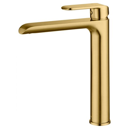 Kara High Rise Basin Mixer Brushed Gold