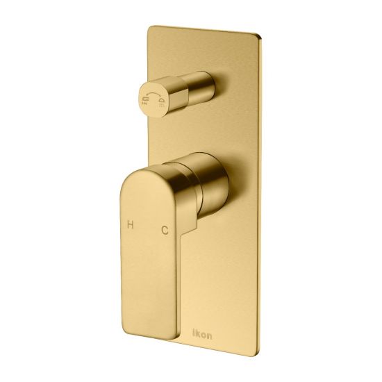 Flores Wall Mixer with Diverter Brushed Gold