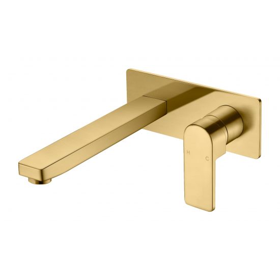 Flores Wall Basin Mixer Brushed Gold