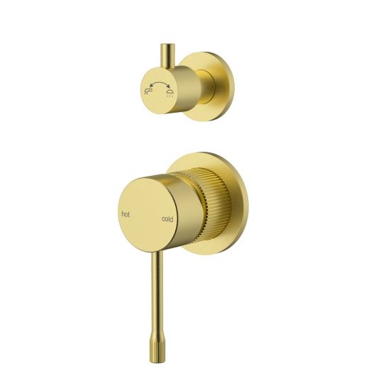 Linie Wall Diverter Mixer Trim Kit with Separate Cover Plate Brushed Gold 