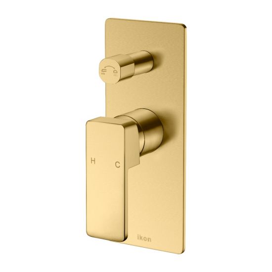 Ceram Wall Mixer with Diverter Brushed Gold