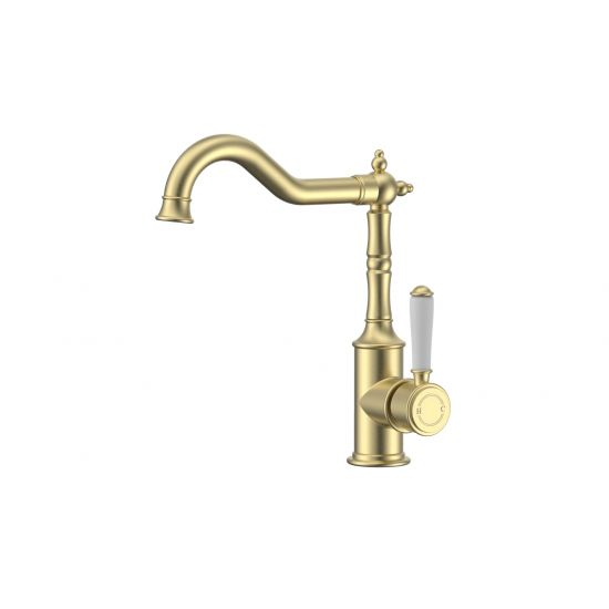 Clasico Sink Mixer Ceramic handle in Brushed Gold