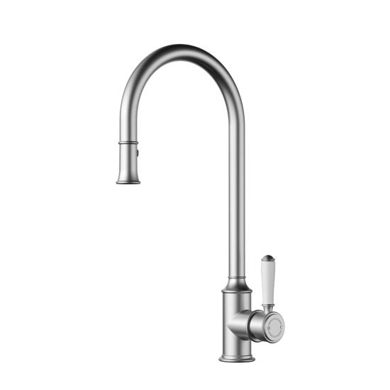 Clasico Pull-Out Sink Mixer Ceramic Handle Brushed Nickel