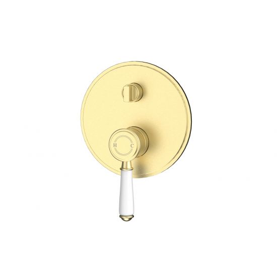 Clasico Wall Diverter Mixer Trim Kits Ceramic handle in Brushed Gold