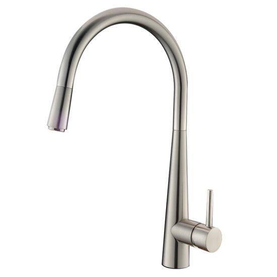 Pentro Brushed Nickel Round Pull Out Kitchen Mixer