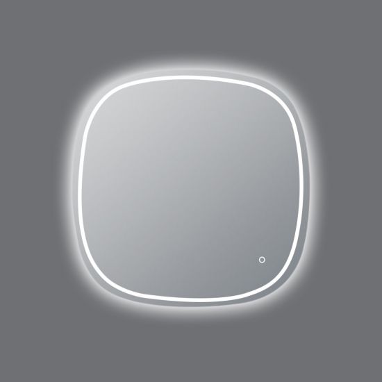 750*750mm Rounded Edge Acrylic Back & Front LED Mirror 3 Color Lighting Touch Sensor Switch Wall Mounted White Frame