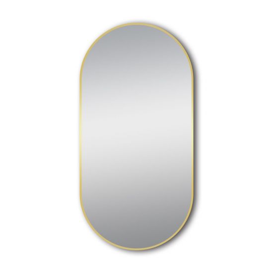 500*1000 Matte Brushed Gold Oval Framed Mirror