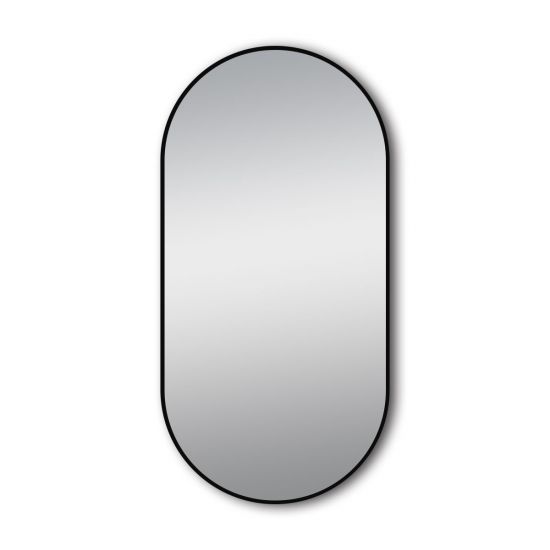 500*1000mm Matte Brushed Black Oval Framed Mirror