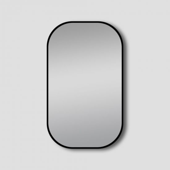 600*900mm Matte Black Rounded Rectangular Framed Mirror