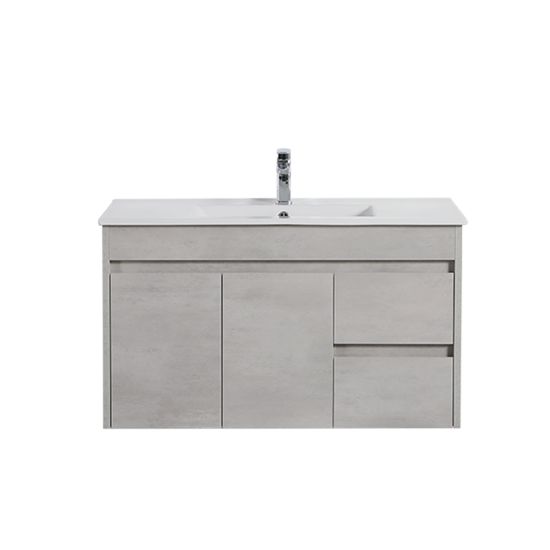900*460*525mm Polywood Concrete Grey Wall Hung Bathroom Vanity Right Drawer (Cabinet Only)