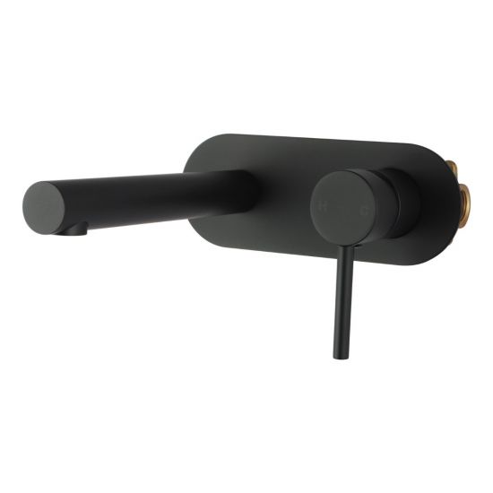 Lucid Pin Round Matte Black Bathtub/Basin Wall Mixer With Spout(Color Up)(With Extension)