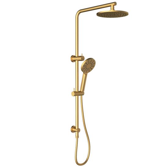 Cora Round Multi-function Shower Set Brushed Gold, 200mm Plastic Shower Head