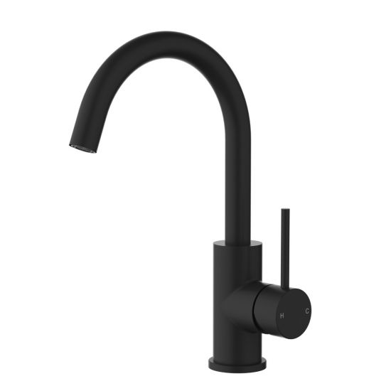 Otus Slimline SS Gooseneck Basin Mixer Matt Black