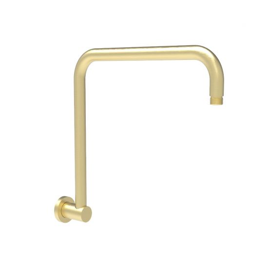 Round Rectangle Curved Shower Arm Brushed Gold