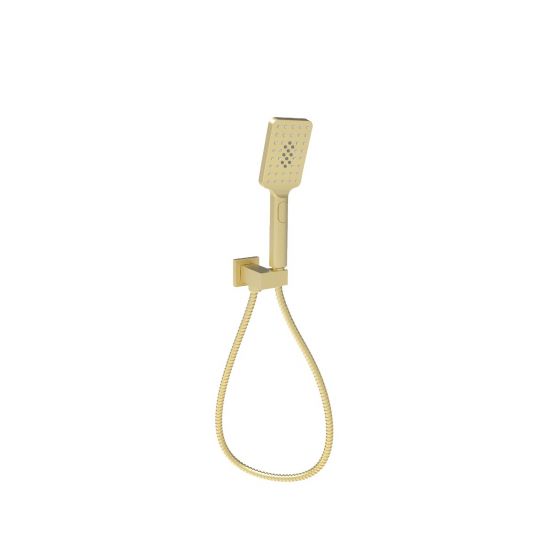 Eden Square Hand Shower On Wall Outlet Bracket Brushed Gold