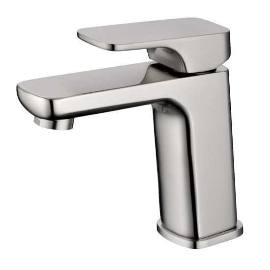 Eden  Round Cornered Rectangle Handle Basin Mixer Brushed Nickel 