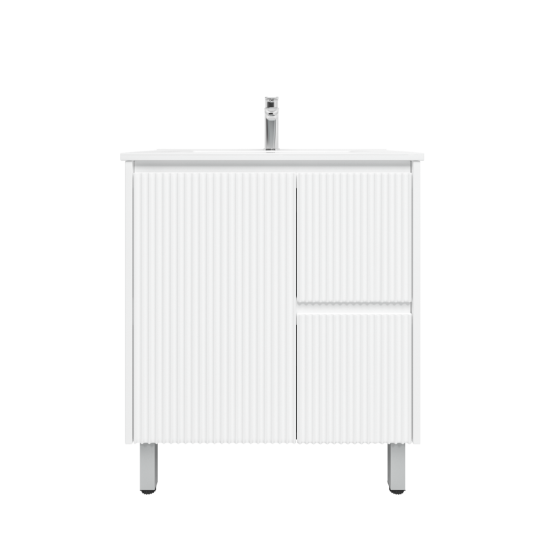 740Lx455Dx860Hmm Brio Matte White 2PAC Coating PVC 2R/DW 1L/DR Freestanding Bathroom Vanity Cabinet Only