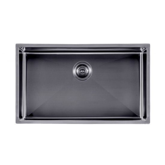 304 Stainless Steel Gun Metal Grey PVD Coating Single Bowl Kitchen Sink(Round Edges,with Bottom Tray)762*457*254mm