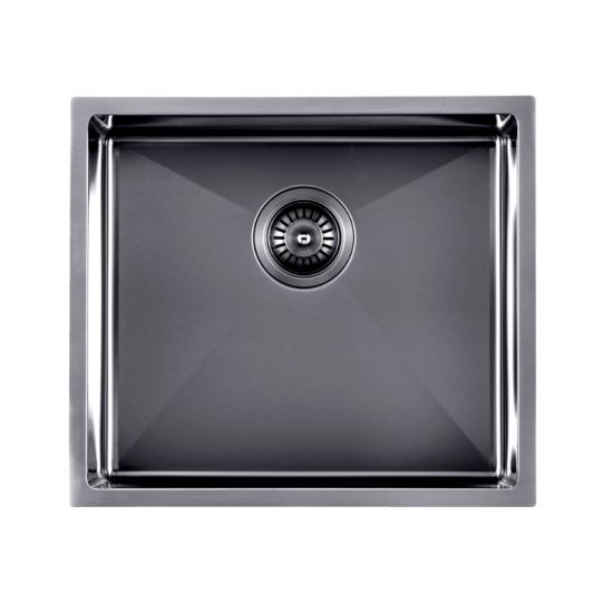 304 Stainless Steel Gun Metal Grey PVD Coating Single Bowl Kitchen Sink(Round Edges,with Bottom Tray)510*450*230mm