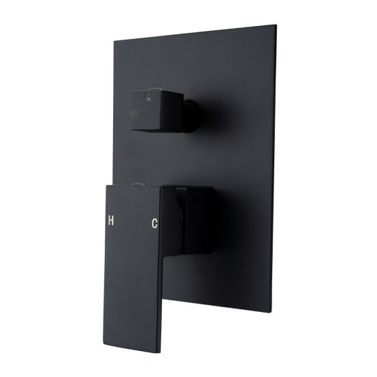 Cavallo Matte Black Square Shower Mixer Diverter