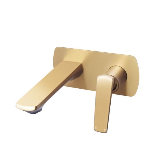 Esperia Brushed Yellow Gold Wall Mixer With Spout