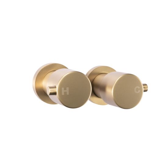 Pentro Brushed Yellow Gold Round Shower Taps