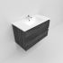 900mm Dark Grey MDF Bathroom Vanity 2 Drawers Wall Hung Cabinet Only 