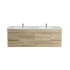 1500mm White Oak MDF Bathroom Vanity 4 Side Drawers 2 Middle Doors Wall Hung Cabinet Only