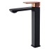 Seto High Rise Basin Mixer Black & Rose Gold Handle