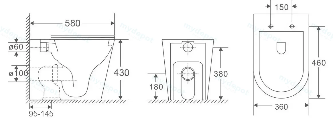 Hali Rimless Wall Faced Floor Pan view 2